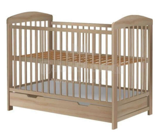 La Bebe™ Basic Kids Wood Cot Pure Pine Art.279425 Natural  laste puidust võrevoodi sahtliga 120x60 cm