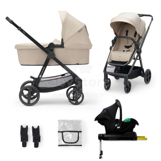 KinderKraft Newly 3 in1 Art.222812 Beige Universaalne 3-ühes jalutuskäru + turvatool
