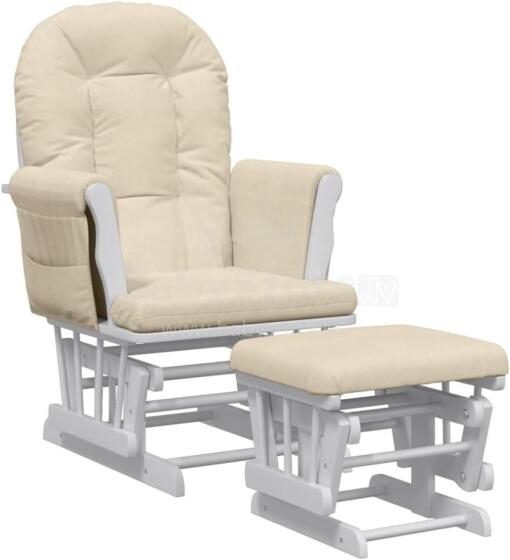 Bebe Basic Rocking Chair with Stool Art.290058 Cream Kiiktool söötmiseks