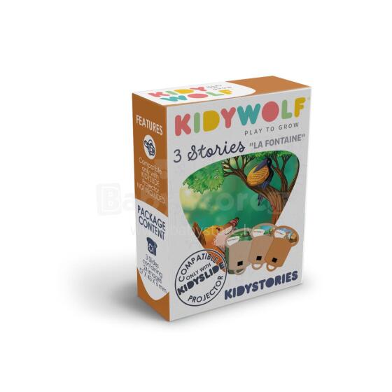 KIDYWOLF jutukomplekt La Fontaine’i valmid, 3 lugu KIDYSLIDE projektorile, KIDYSTORIES-LA