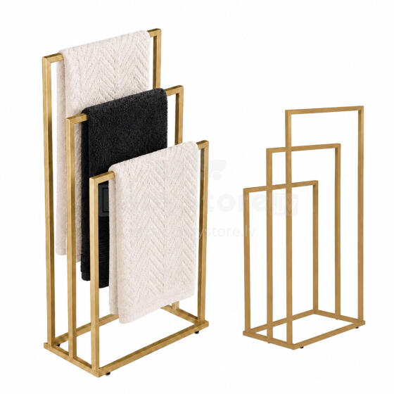 Iseseisev metallist rätikuhoidja 3 käega, kuldne, ModernHome