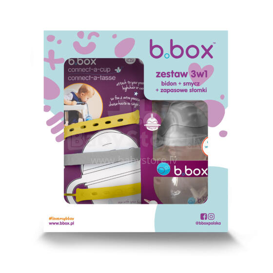 B.BOX 62627 Starter Set 3in1 - Pudeli koos õhutusventiiliga 240ml Hall + Sidrunisorbett Kaelarihm + Varuõhutusventiilid