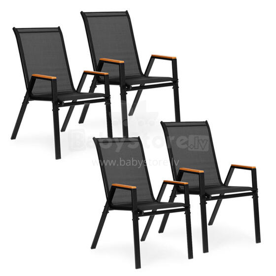 4x aiatooli komplekt, terrassi rõdu komplekt, must, MultiGarden