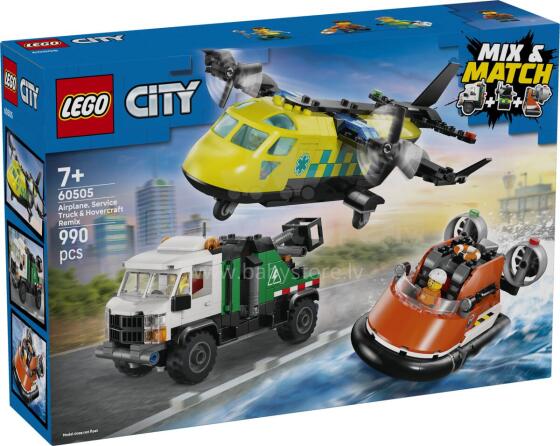 LEGO City lennuk, teenindusauto ja õhulaev remix