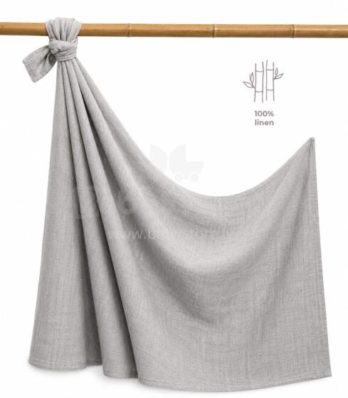 La Bebe™ Eco Natural Linen Swaddle Art.292588 Grey Kvaliteetne naturaalsest linasest mähkimistekk (150x100 cm)