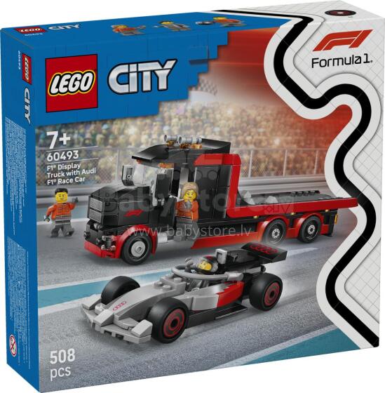 LEGO City F1 näitetransportöör koos Audi F1 võidusõiduga
