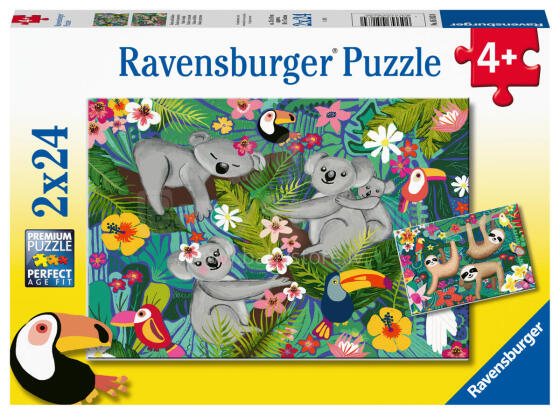 Ravensburger Pusle 2x24 tk Koalad ja Laiskloomad