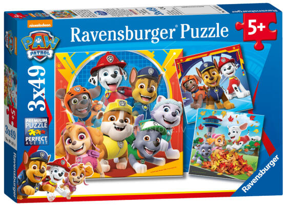 Ravensburger pusle 3x49 tk Paw Patrol kutsikad