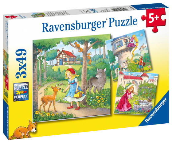 Ravensburger pusle 3x49 tk Rapunzel, Punamütsike ja Konnakuningas