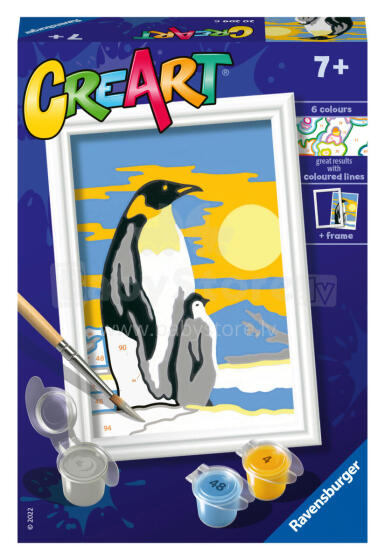 Ravensburger värvi numbritega pingviinide perekond