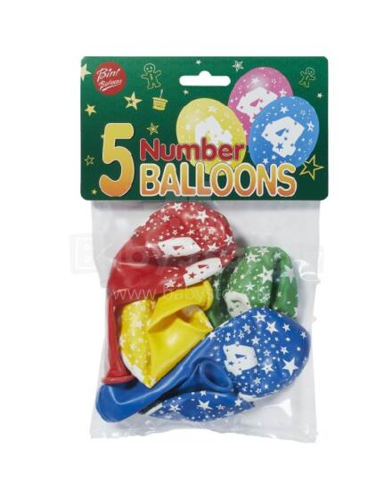 Bini Number 4 Balloons, 5 Pieces