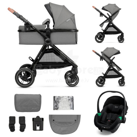 KINDERKRAFT Multifunktsionaalne jalutuskäru ESME PRO 3in1 Kuuvalgus Hall + MINK PRO 2