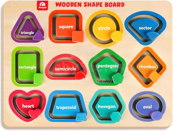 Coogam Wooden Colour Shape Art.294588 Montessori puidust puslelaud