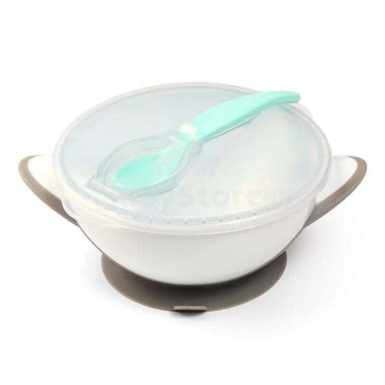 Babyono 1063/02 GREY  set plate and spoon