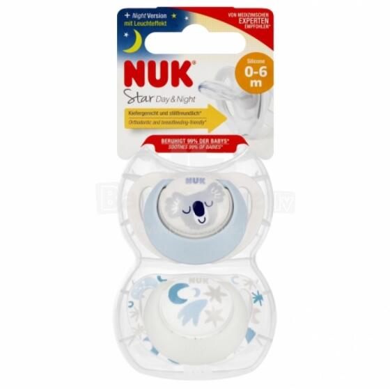 NUK 175287 Rahustav lutipudeli 2 tk. 0-6k D&N KOALA sinine/valge