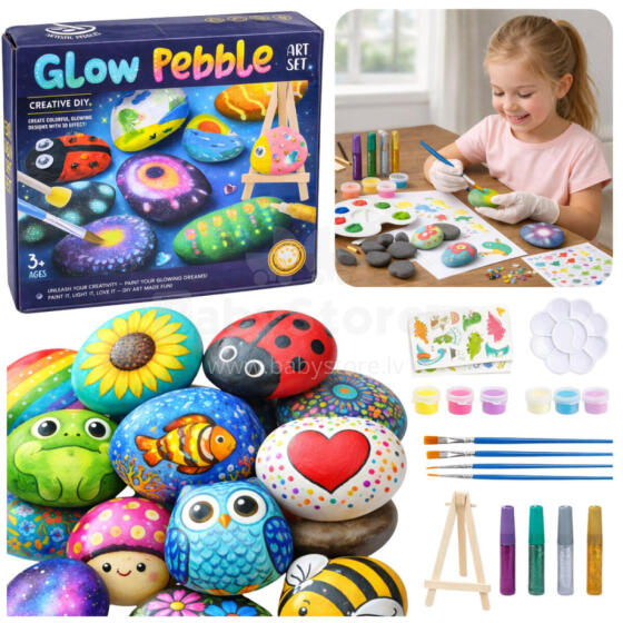 DIY looming kit kivide värvimiseks, helendavad värvid, sädelev liim