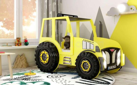 Plastiko Traktor Art.296476 Yellow Laste stiilne voodilaud madratsiga 190x80sm