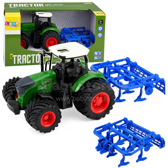 Põllumajanduslik Farm Traktor Kultivaatori Töötlusüksusega Roheline 1:24