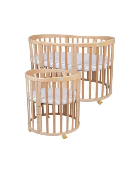 Waldin Oval Baby Collection Bed Crib  7 in 1 Art.297542 Natural Wood Multifunktsionaalne puidust 7-ühes transformeeriv võrevoodi