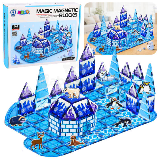 Magnetilised plokid Jäämaa loomade figuurid Sinine 94 tk.
