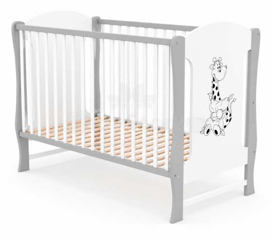 Elf Bed Zephyr Art.298041 White\Grey Puidust beebivoodi 120x60 cm
