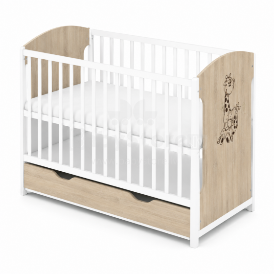 Elf Bed Meadow Drawer Art.298056 White\Pine  Puidust beebivoodi hoiuruumiga (120x60 cm)