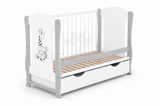 Elf Bed Zephyr Drawer Art.298057 White\Grey Puidust beebivoodi hoiuruumiga (120x60 cm)