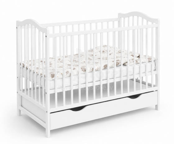 Elf Bed Pebble Drawer Art.298095 White Puidust beebivoodi hoiuruumiga (120x60 cm)