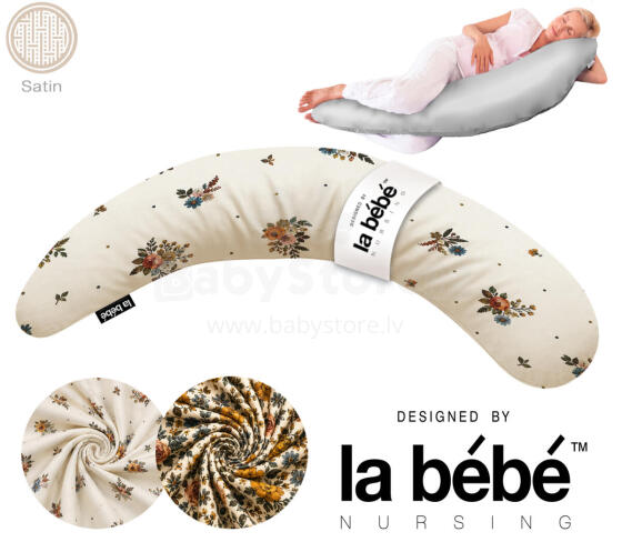 La Bebe™ Moon Satin Art.996539 Large Maternity & Nursing Pillow with Memory Foam Filling (Extra Soft & Silent Body-Contouring Fill) 36×195 cm