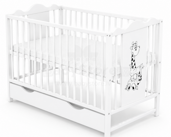Elf Bed Petal II Drawer Art.298143 White  Puidust beebivoodi hoiuruumiga (120x60 cm)