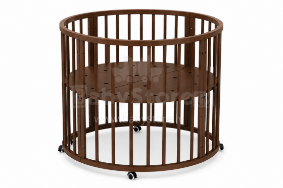 Elf Bed Crib Roundy  Art.298159 Nut Stiilne ümmargune puidust võrevoodi