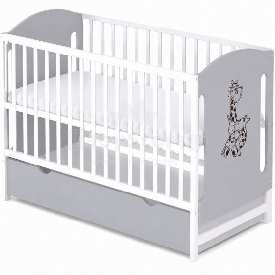 Elf Bed Meadow Drawer Art.298163 White/Grey  Puidust beebivoodi hoiuruumiga (120x60 cm)