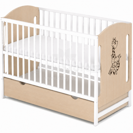 Elf Bed Meadow Drawer Art.298164 White/Natural  Puidust beebivoodi hoiuruumiga (120x60 cm)