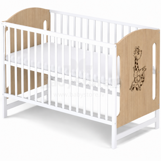 Elf Bed Meadow Art.298167 White/Natural Puidust beebivoodi  (120x60 cm)