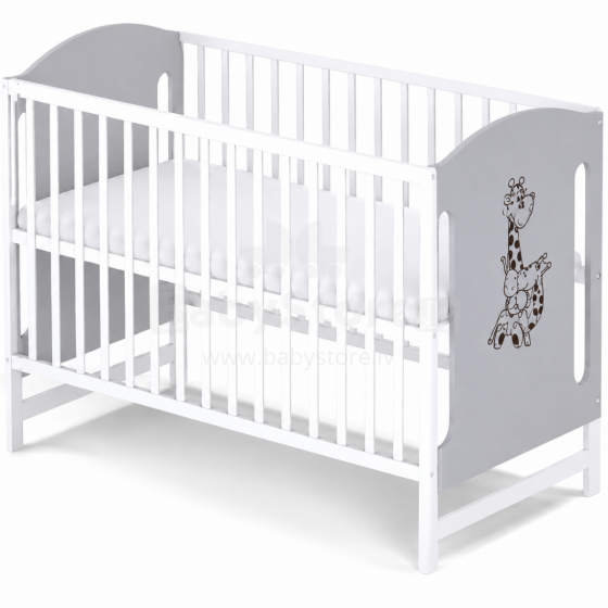 Elf Bed Meadow Art.298168 White/Grey  Puidust beebivoodi  (120x60 cm)