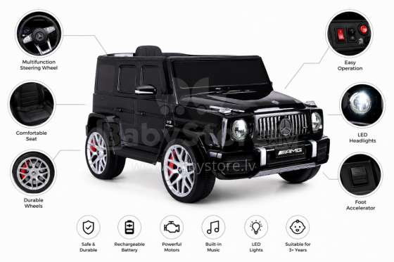 Lean Toys Mercedes G63 Art.S306-1 Black  Lasteauto aku peal koos lisajuhtpaneeliga