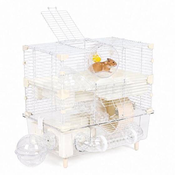 Klatka väikestele närilistele, hamsteritele, hiirtele, 3 taset, tarvikud, kandmisvõime, valge Petsi