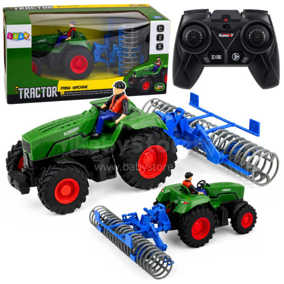 RC Roheline Traktor Rulliga ja Taluniku 1:24 Kaugjuhtimisega