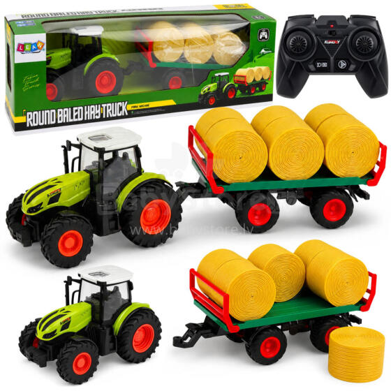 Kaugjuhtimisega RC Farm Traktor Heina Veoautoga ja Tuled 1:24