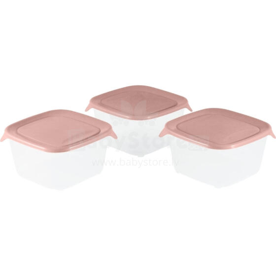 Toidun&otilde;ude komplekt 3 tk ruudukujuline 3x1,2L Fresh&amp;amp;Go roosa