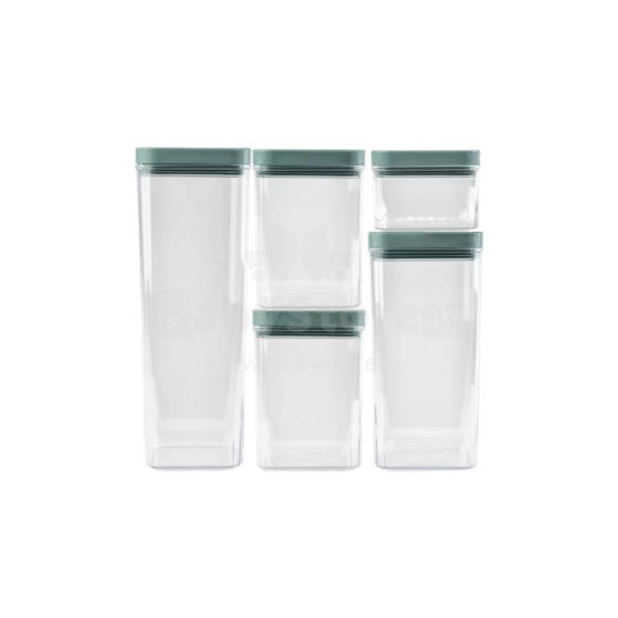 Dry food storage container set 0.5L+2x1.2L+1.8L+2.4L Kara transparent/teal
