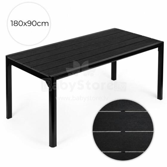 Duży stół ogrodowy 8-osobowy 180x90 cm na taras ogród czarny MultiGarden