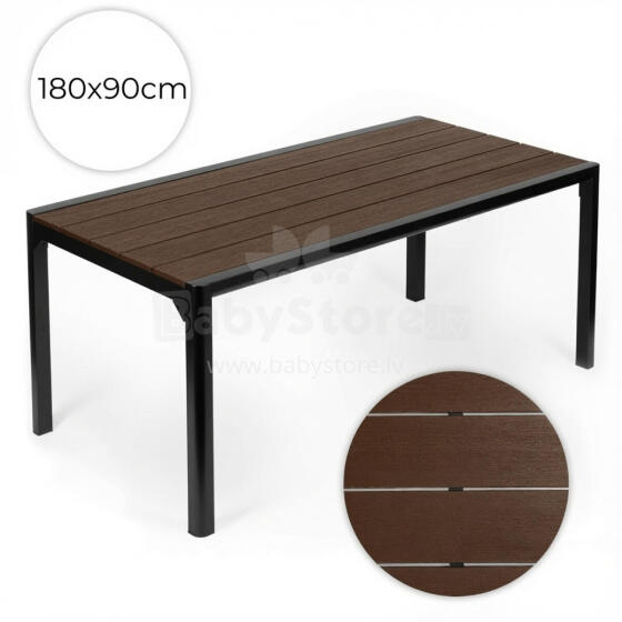 Duży stół ogrodowy 8-osobowy 180x90 cm na taras ogród brązowy blat MultiGarden
