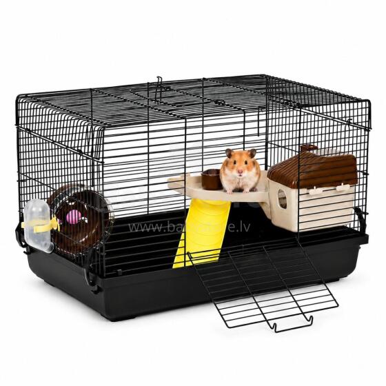 Rodent cage for hamsters & mice, accessories, carry handle, black, Petsi