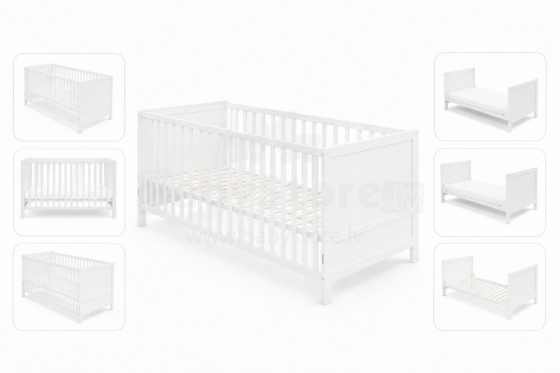Roba Kombi Crib Art.299909 White Ümberehitatav puidust võrevoodi (140 x 70 cm)