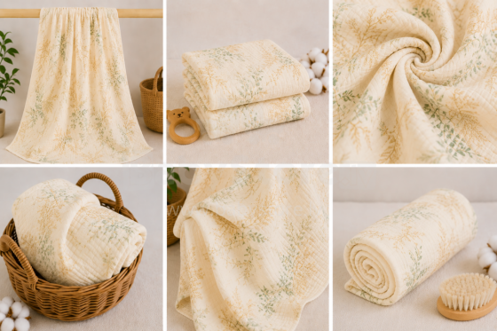 Yukkidds Muslin Cloths Art.299920 Green Leaf  Kvaliteetne bambusmusliinist mähkimisrätik, 1 tk (60x60 cm)