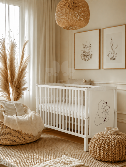Elf Bed Bloom Art.300025 Bear White Puidust beebivoodi 120x60 cm