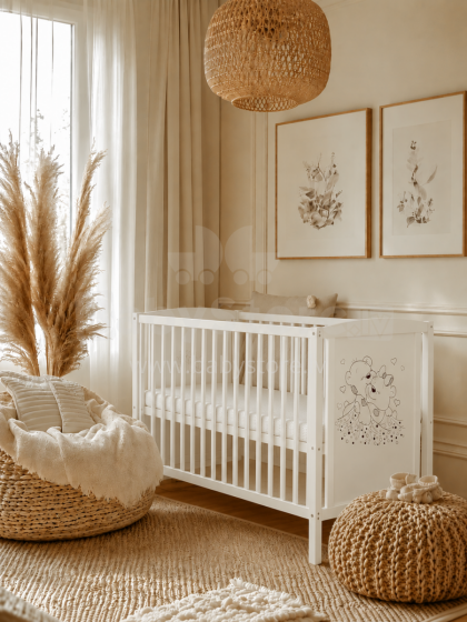 Elf Bed Bloom Art.300026 Bear White Puidust beebivoodi 120x60 cm