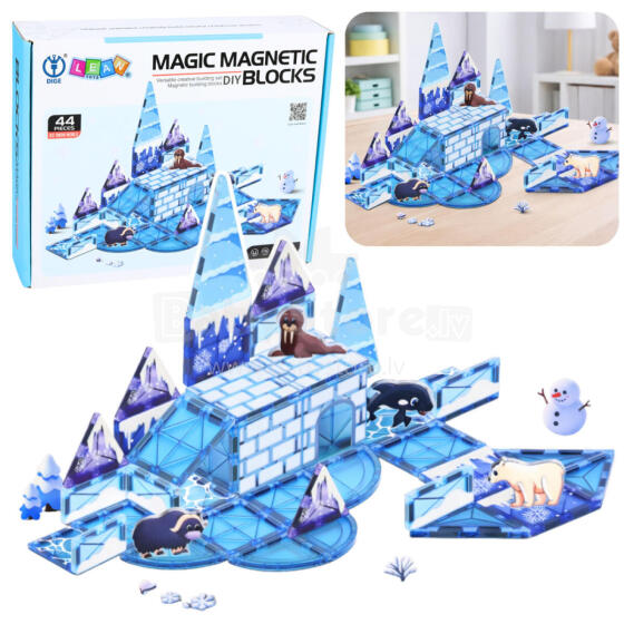 Magnetilised plokid Jäämaa loomade figuurid Sinine 44 tk.