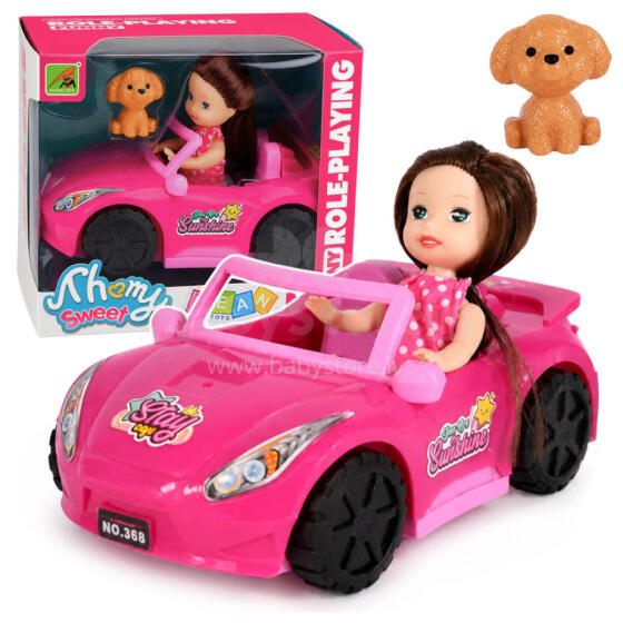 Mini Nukk Konverteeritavas Autos Koerakuju Kaasas Roosa
